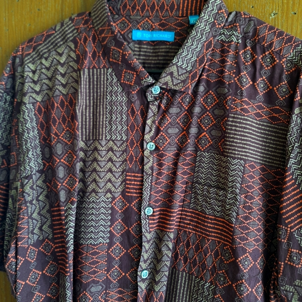 Tori Richard Geometric Tiki Resort Is A State Of Mind Cotton 2XL